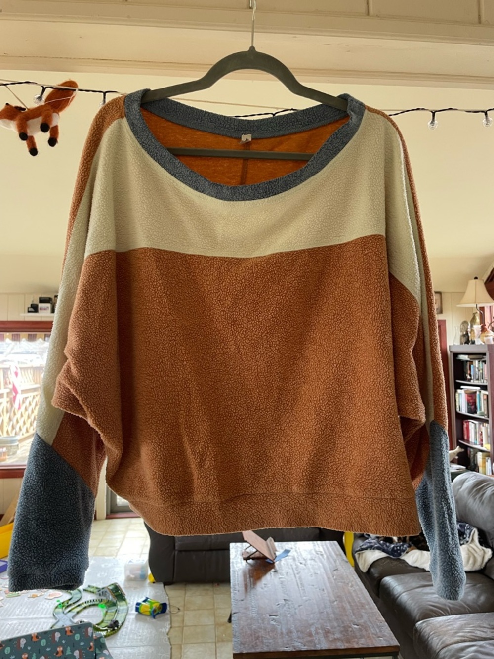Free People Colorblock Crewneck Sweater in Cream, Rust & Slate